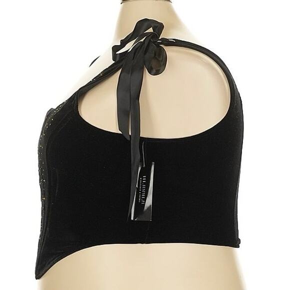 NWT Restyle Corset Top Bows Goth Black Moon Witchy Fairy Ren Fair Whimsy Velvet - Picture 4 of 7
